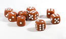 Brown Opaque Dice Set 16mm 6-Sided RPG Magic D&D Unique with White Pips Rolls