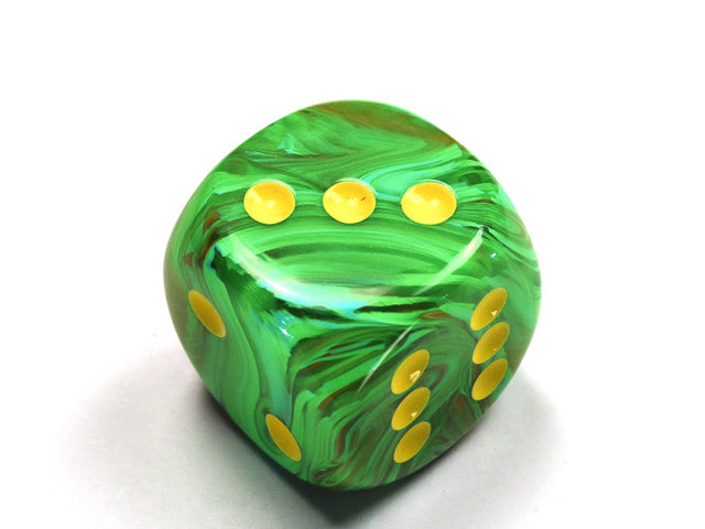 Vortex® 30mm w/pips Slime/yellow d6 Large Pipped Dice Green (sold per piece)