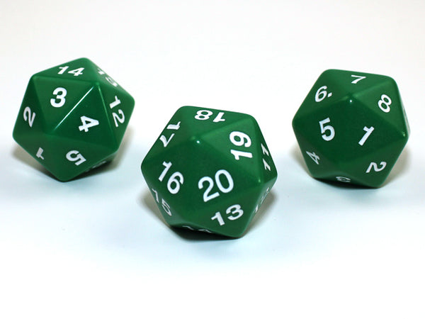 Countdown 30mm d20 Green/White Spindown d20 Large (sold per die)