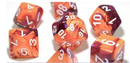 Gemini Polyhedral Orange-Purple/white 7-Die Lab Dice