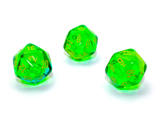 Gemini® Polyhedral Translucent Green-Teal/yellow d20 (Sold per die)