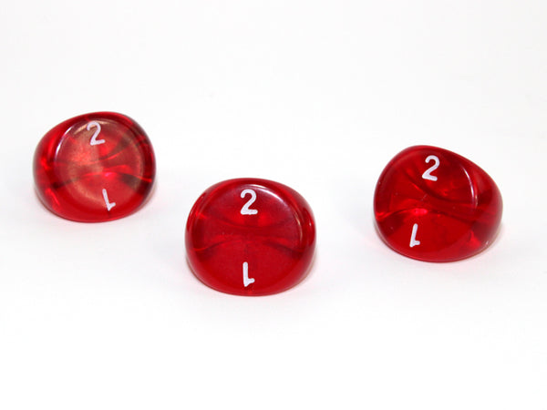 Translucent Polyhedral Red/white d3 | PT0304 | 3-Sided Dice (sold per die)
