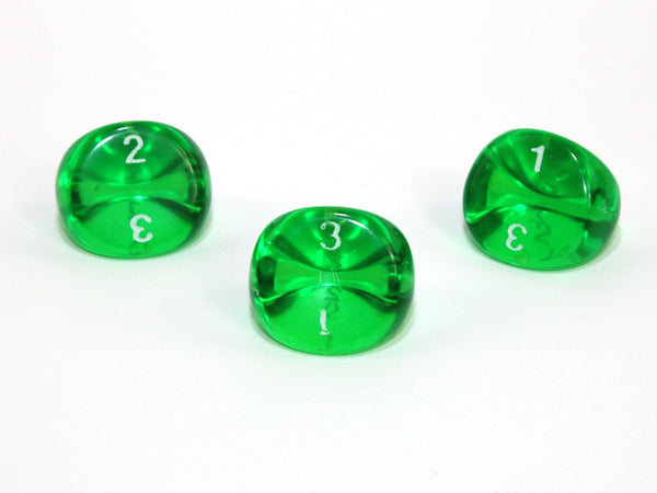 Translucent Polyhedral Green/white d3 | PT0305 | 3-Sided Dice (sold per die)