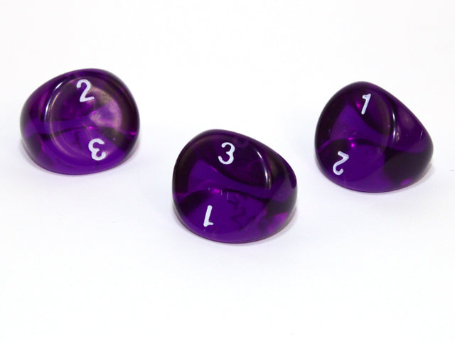 Translucent Polyhedral Purple/white d3 | PT0307 | 3-Sided Dice (sold per die)