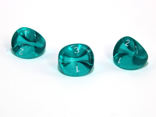 Translucent Polyhedral Teal/white d3 | PT0315 | 3-Sided Dice (sold per die)