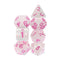 Cloudy Passion Translucent White Swirl Poly Dice Set with Pink (7) RPG DnD HdDice