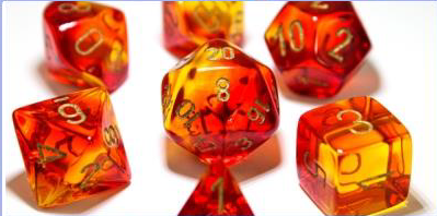 Gemini Polyhedral Red-Yellow/gold 7-Die Lab Dice