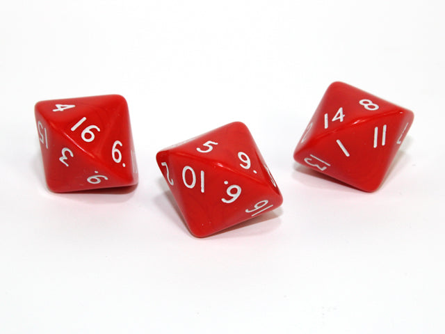 Opaque d16 Red/white Sixteen Sided Dice DnD Rpg Dice (sold per die) XQ1604