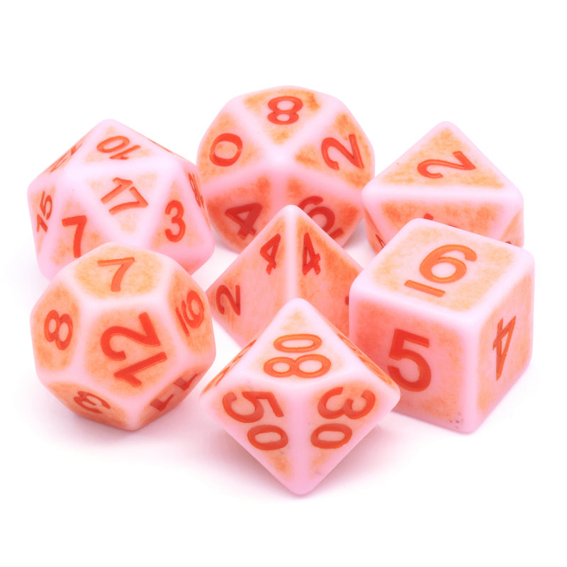 Rosy Cheeks Ancient 7-Dice Set Role Playing Dungeons and Dragons Dice (Light Salmon Pink)