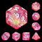 Pink Bunny Glitter Pink with White Numbering 7-Dice Set RPG