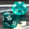 Blue-Green Glitter Party Dice (White font) 7-Dice Set RPG DND