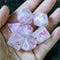 Glitter Party White Glitter Dice (Pink font) 7-Dice Set RPG DND