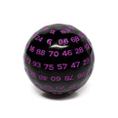 "Purple" Single 100 Sided Polyhedral Dice (D100) | Solid Black Color (45mm) Purple