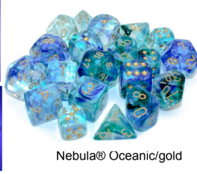 Nebula Oceanic/gold Luminary 7-Dice/16mm/12mm/30mm/Ten10's