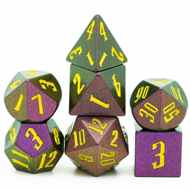 Rose Red Monster Glitter DND Dice (Rose Red&Green&Golden) 7-Dice Dungeons and Dragons Dice