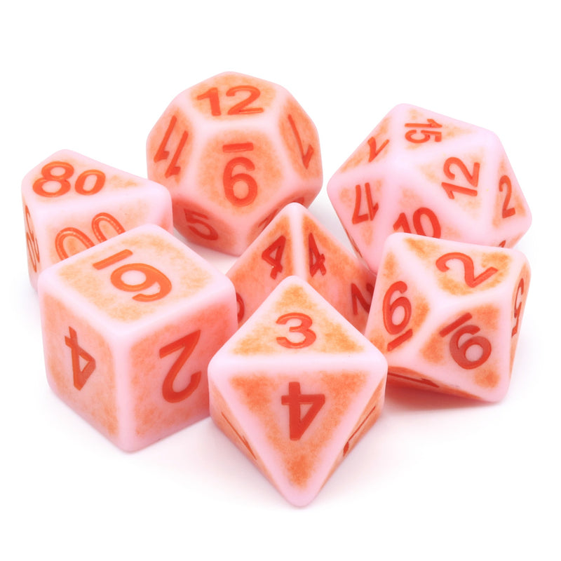 Rosy Cheeks Ancient 7-Dice Set Role Playing Dungeons and Dragons Dice (Light Salmon Pink)