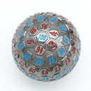 Black* Metal d100 w/ Red and Blue Numbers Dungeons and Dragons RPG