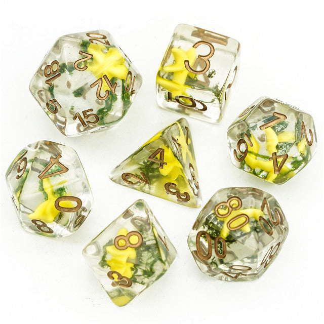 Yellow Starfish Dice 7-Dice Set Resin Dungeons and Dragons Dice