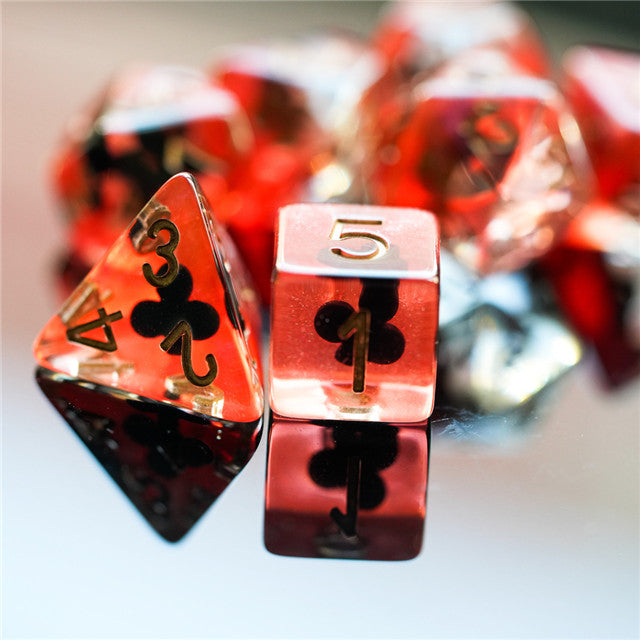 "Clubs" Shape of My Heart 7-Dice Set