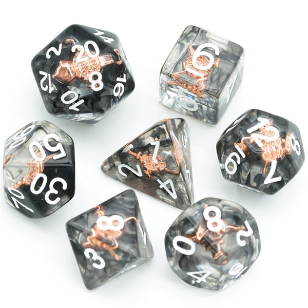 Fighter (Shield) Clear Dice w/ Golden Shield7-Dice Set Rpg