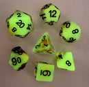 Moon and Star Glow in the Dark 7-Dice DND RPG Dice Set