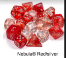 Nebula Red/silver Luminary 7-Dice/16mm/12mm/30mm/Ten10's