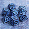 Blue Magic Flame 7-Dice Set DND RPG Dice Black w/Color Fill