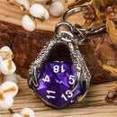 Claw Purple D20 Keychain Featuring Silver Metal Dragon Claw + d20