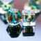 Teal & Orange Colorful Glass Bead Dice 7-Dice Set Resin