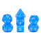 Glitter Blue 7-Dice Mini-Dice RPG Set w/Silver Numbers Miniature Dice