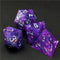 Purple Glitter Sharp Edge DND Dice Set | Gold Flake w/Silver Numbers