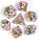 Peacock + Pink 7-Dice Set w/White Numbers Dnd Dice Set