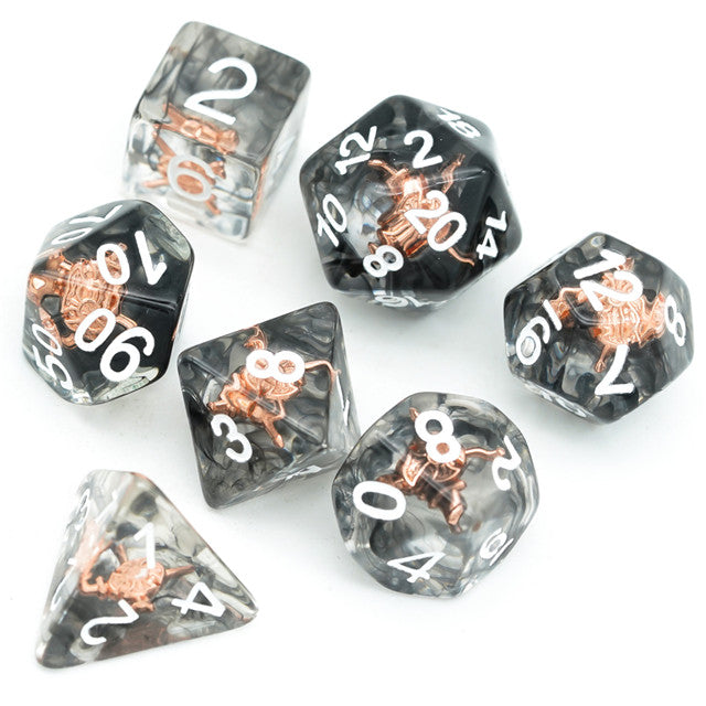 Fighter (Shield) Clear Dice w/ Golden Shield7-Dice Set Rpg