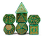Druid Green Marble Pattern Dice | Green Dice w/Gold Art 7-Dice Set