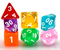 Mixed Rainbow 7-Dice Set w/White Numbers Dnd Dice Set