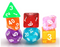 Mixed Rainbow 7-Dice Set w/White Numbers Dnd Dice Set