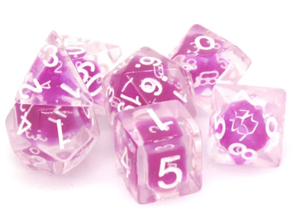 Dice-in-Dice 7-Dice Set w/White-on-White Numbers Dnd Dice Set