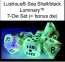 Lustrous® Polyhedral Sea Shell/black Luminary™ 7-Die Set (with bonus die)