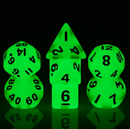 Green Glow 7-Dice Mini-Dice RPG Set Glow-in-Dark Miniature Dice