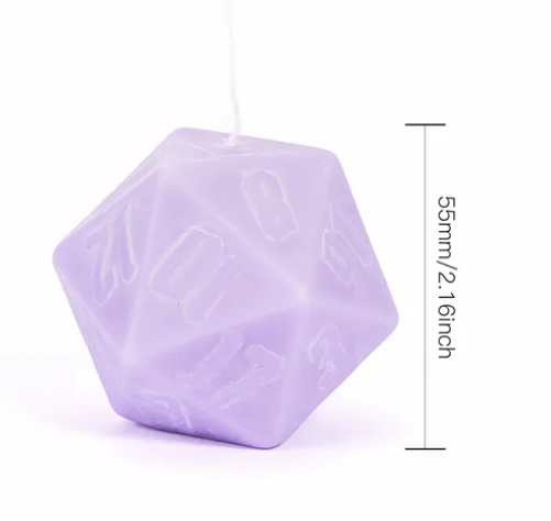 2x Dice Candle | 55mm Candle Dice with Carton Packaging (Purple/Green)
