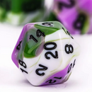 Aasimar's Pain 7-Dice Set Blended Green/Purple/White w/Black Numbers Dnd Dice