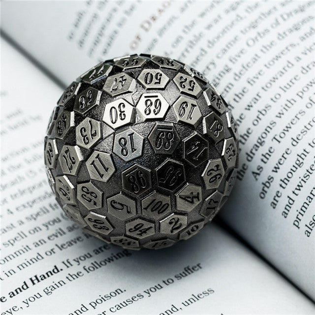 Silver Plated Ancient Metal d100 Dungeons and Dragons RPG