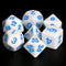 White Opaque with Blue Numbering 7-Dice Set RPG