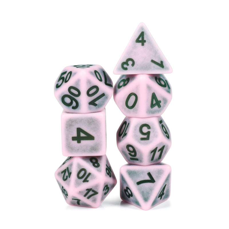 Single Notes Ancient 7-Dice Set Role Playing Dungeons and Dragons Dice (Light Pink/Purple)