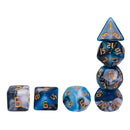 Blue Warrior 7-Dice Dnd Dice Blue | White w/Gold Numbers Set