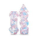 Pink Butterfly Ribbon Dice 7-Dice Set by HengDadice Dungeons and Dragons Dice