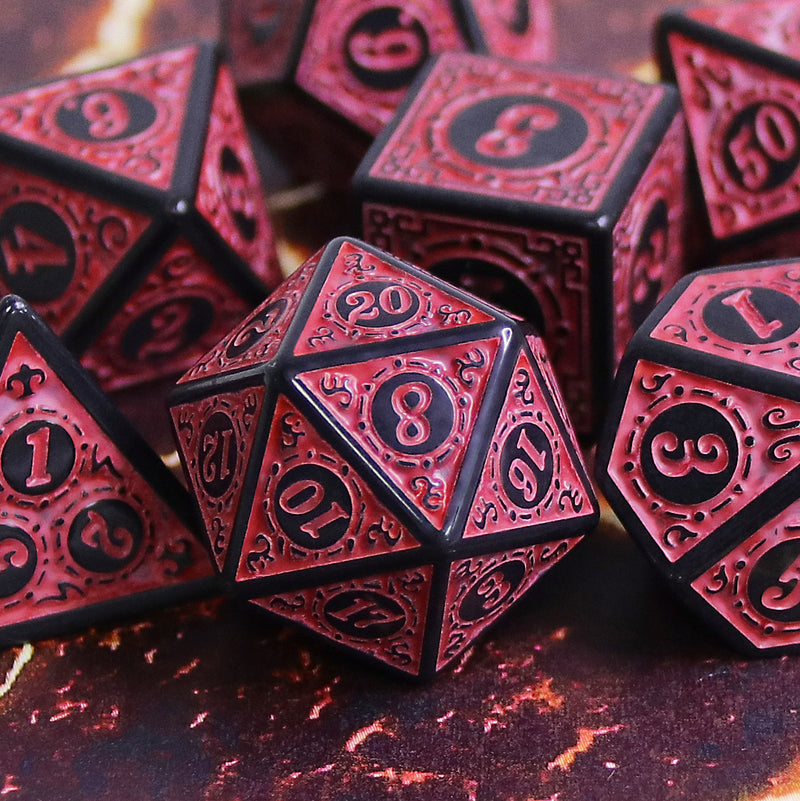 Set Dadi Poliedrici 7 Pezzi Per D&D | Dadi Colorati In Acrilico Per Giochi Di Ruolo | Rosa Brillante