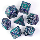 Two-Tone (Purple/Green) Huge Castle Dice (D6:25mm) 7-Dice