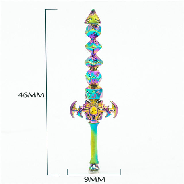 Dice Sword Rainbow 46mm x 9mm Trinket Novelty