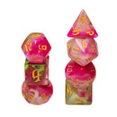 Superbloom 7-Dice Dnd Dice Pink | Green w/Gold Numbers Set